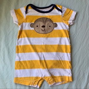 Adorable Baby Monkey One-Piece Yellow Play Outfit